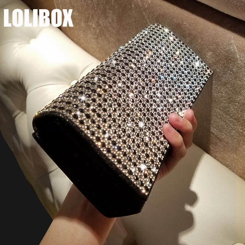 

LOLIBOX Super-flash Drill Stripes Flash Europe And The United States Women Clutch Bag Of Women's Dinner Party Day Clutches Purse