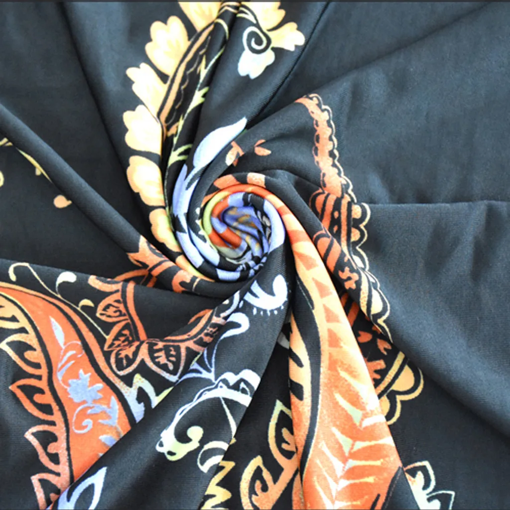 Стильный бар плюс Размер 7xl boho женское сексуальное платье с принтом дамское без рукавов с v-образным вырезом длинное платье с открытой спиной Женские домашние платья#7