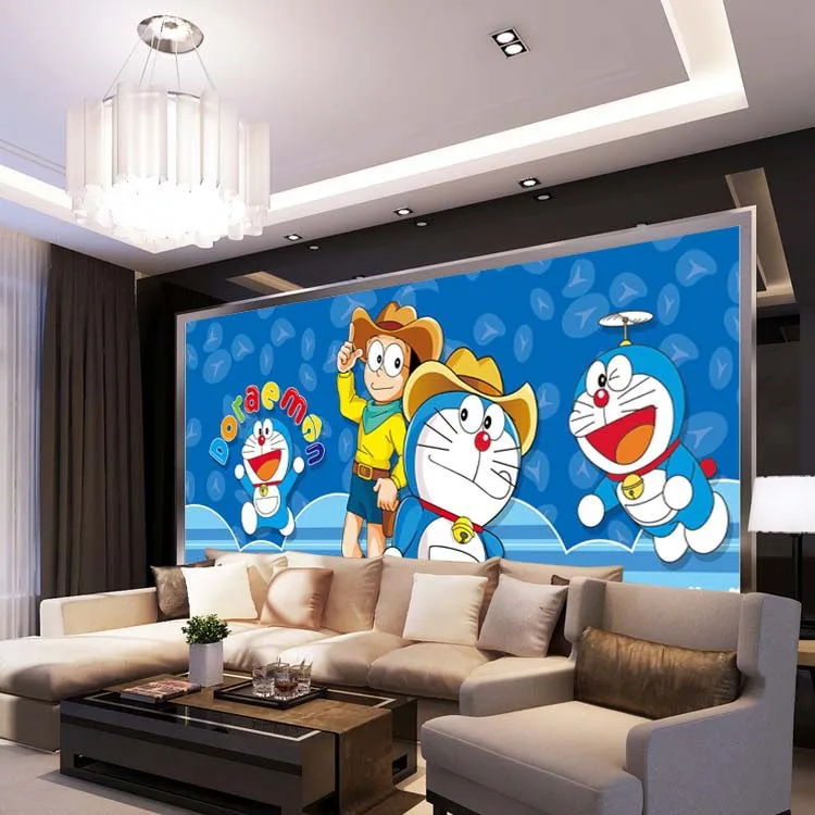 Японского аниме обои Doraemon настенная мультфильм фото обои silk Большой Wall Art номер Декор потолка Спальня комнаты малыша