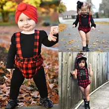 PUDCOCO/шорты для новорожденных девочек; подтяжки в клетку; повседневные наряды