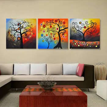

3 Piece Home Decor Canvas Print Painting Wall Art Abstract Colorful Trees