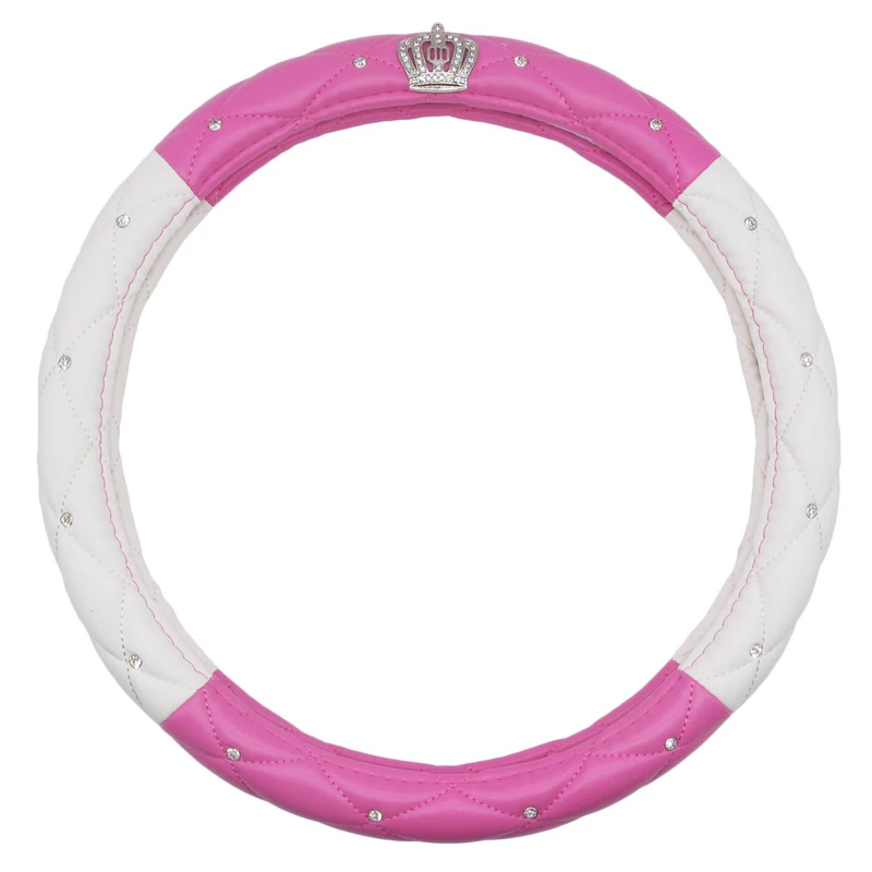 

Car Steering Wheel Cover 38CM/15" Universal Cystal Crown PU Leather DAD Diamond Steering Wheel Cover Four Seasons Accessories