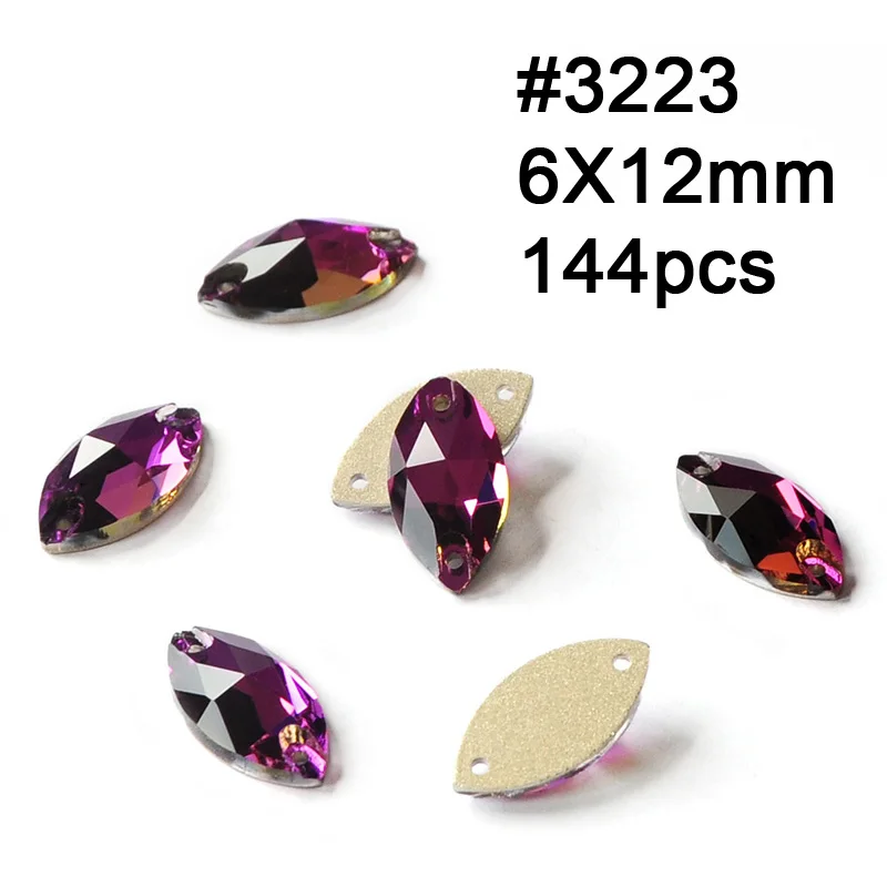 3223 6x12mm 72pcs Аметистовый цвет микс Форма пришить стразы для рукоделия Кристалл DIY свадебное платье украшение шитье сумок аксессуары - Цвет: 3223 6x12mm 72pcs