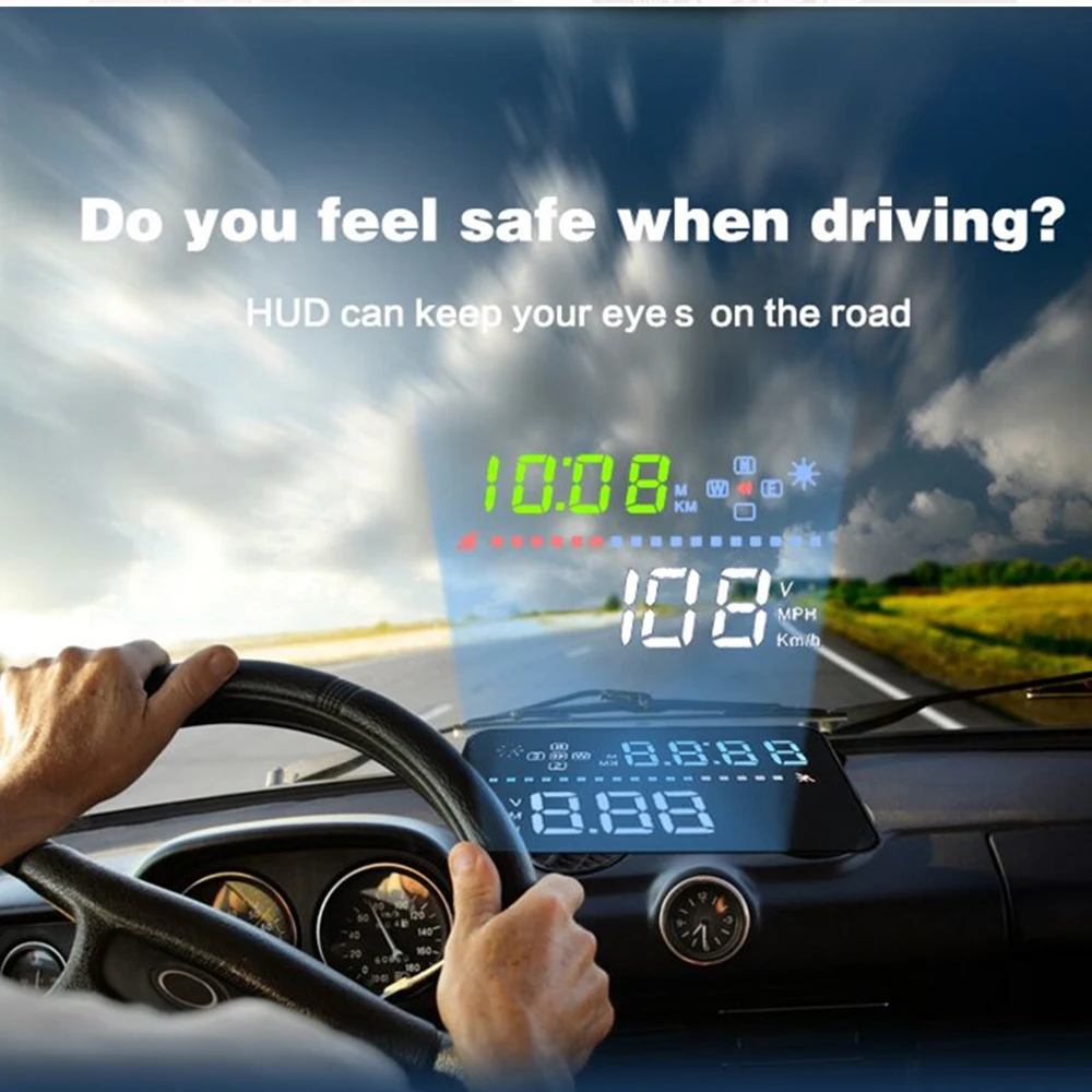 3." Winshield проектор GPS Спидометр A3 HUD автомобилей Head Up Дисплей цифровой спидометр автомобиля OBD2 автомобиля ускорения Предупреждение