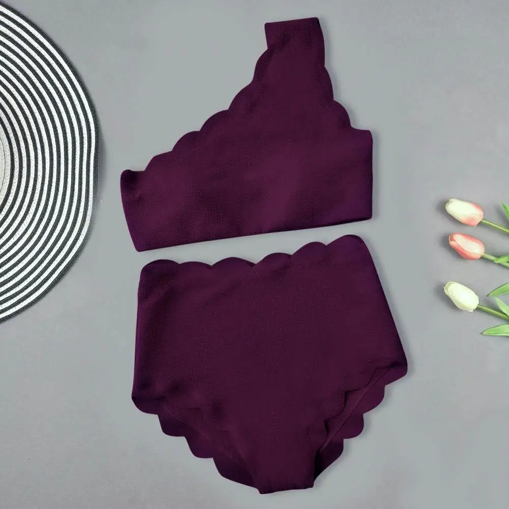 dark red Сексуальный комплект бикини с пуш-ап, купальник с высокой талией и цветочным рисунком, женский купальник из специальной ткани, Одноцветный купальник бикини, купальные костюмы - Цвет: dark red