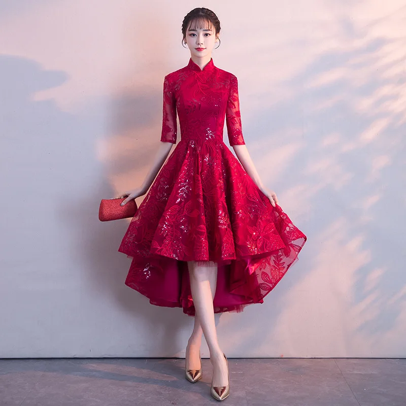 Style 2 Стильное Сексуальное Тонкое Сетчатое свадебное платье с блестками вечернее платье Китайский свадебный тост платье улучшенное Qipao Vestidos Размер s-xxl - Цвет: Style 2