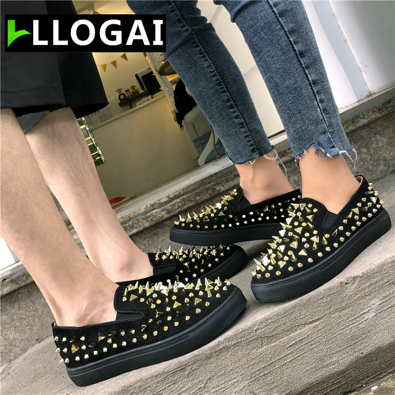 

Rivets Rubber Ladies Slip-on Shoes Comfortable Flat Shoes Women Casual Shoes Sneakers Women Flats Loafers Autumn Women Shoes PU