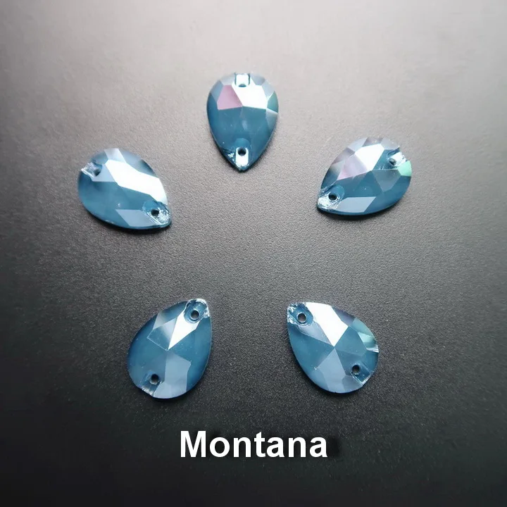A8 Montana Прозрачные карамельные Стразы в форме капель с плоской задней частью, украшенные кристаллами, с двумя отверстиями, 4 размера, стразы для одежды, обуви, сумок, сделай сам - Цвет: A8 Montana