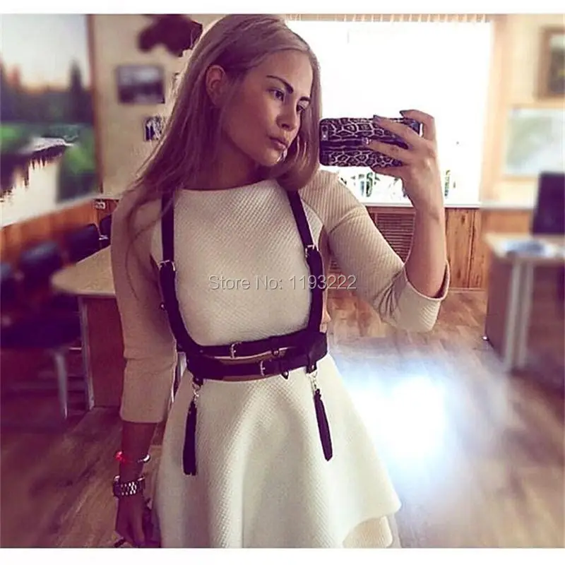 

Cool Designed 100% Handcrafted Body Underbust Double Line Tassel Leather Women Harness Belts Straps