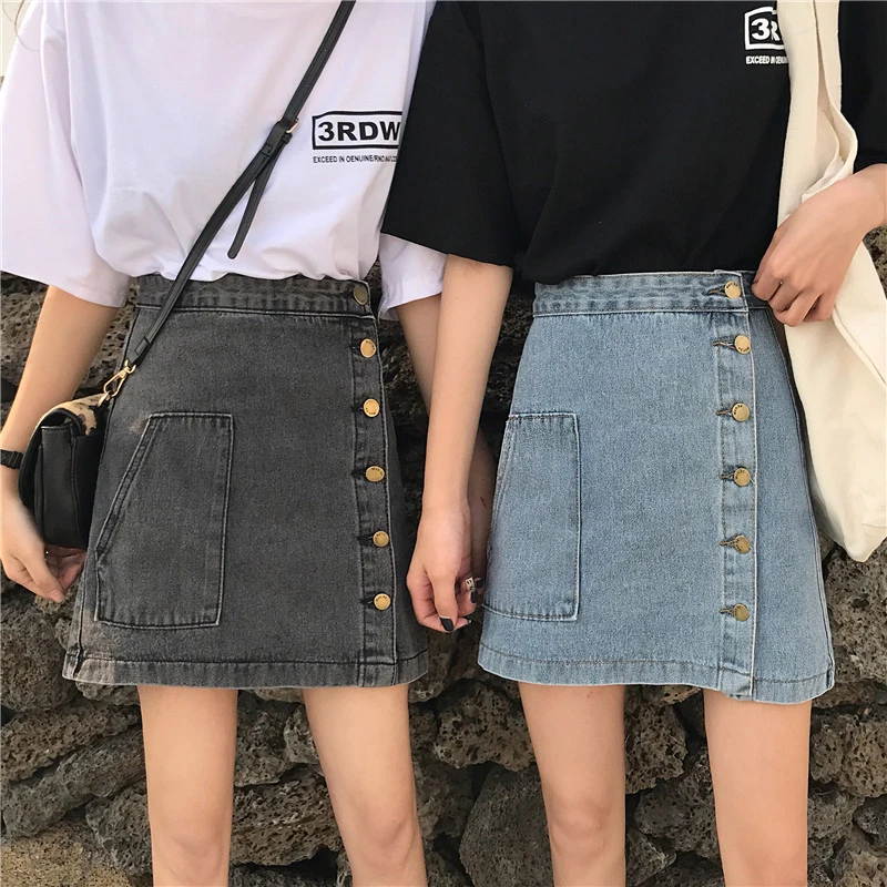 2 цвета Mihoshop Ulzzang Корейская женская модная одежда летняя простая джинсовая юбка с