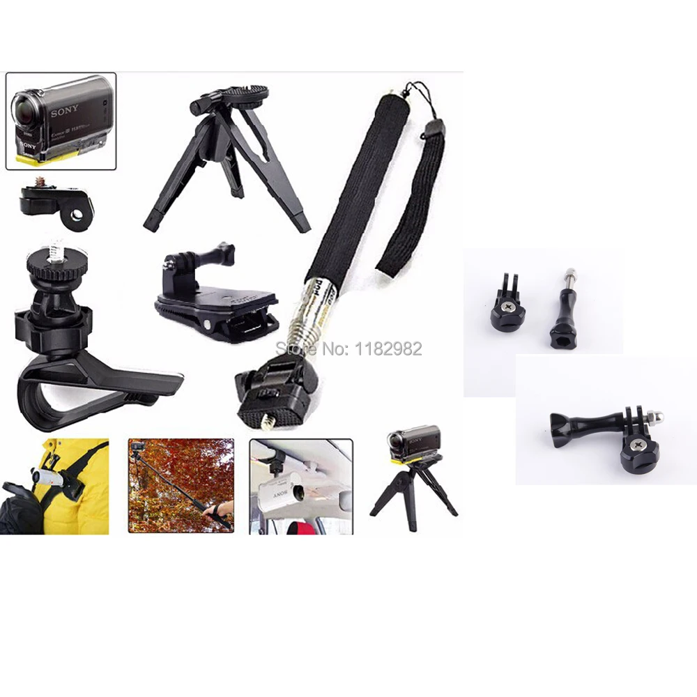 6in11Set Outdoor Sports Handheld Monopod Tripod/ Screw /Visor Mount For