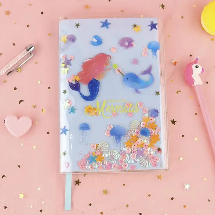 1 шт. Kawaii Русалка перо блестки мультфильм DIY Мягкая обложка мини блокнот дневник карманный блокнот студенческий детский подарок