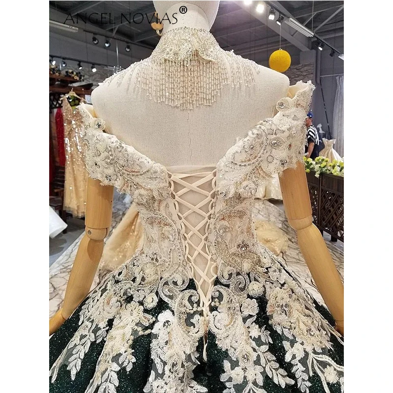 Ангел NOVIAS длинные Королевский бальное платье роскошный зеленый Саудовская Аравия Свадебные платья Abito да Sposa Principess Trouwjurk
