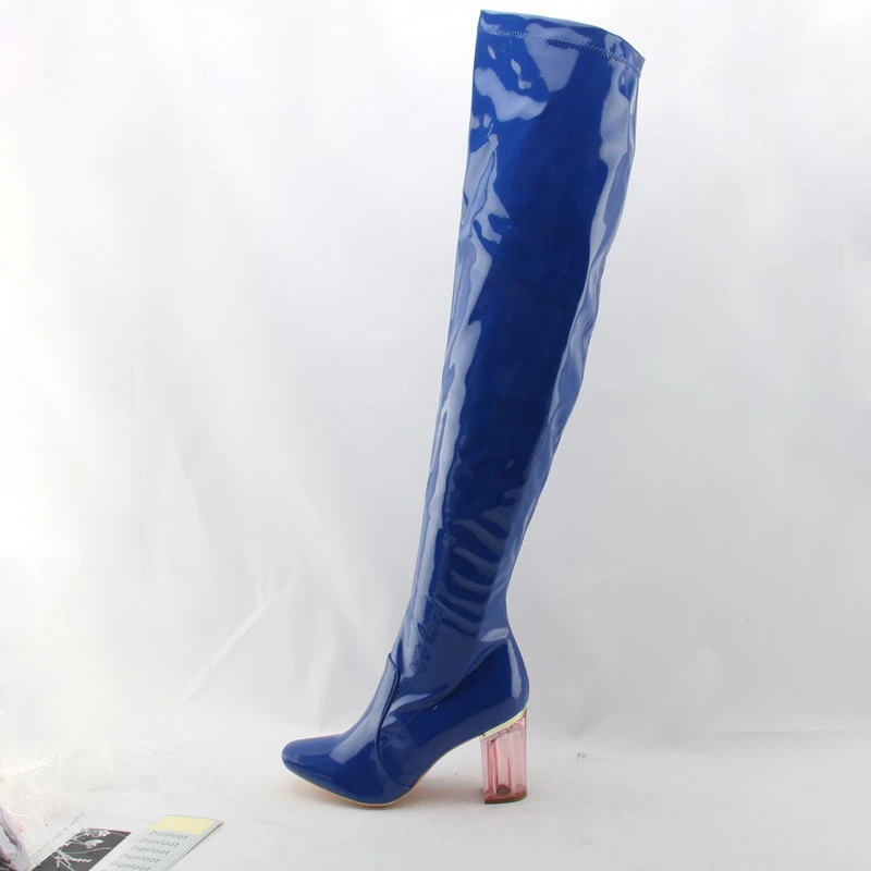 blue leather boots ladies