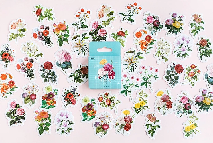 

Vintage flower diy decorative stationary sticker(1pack=46pieces)