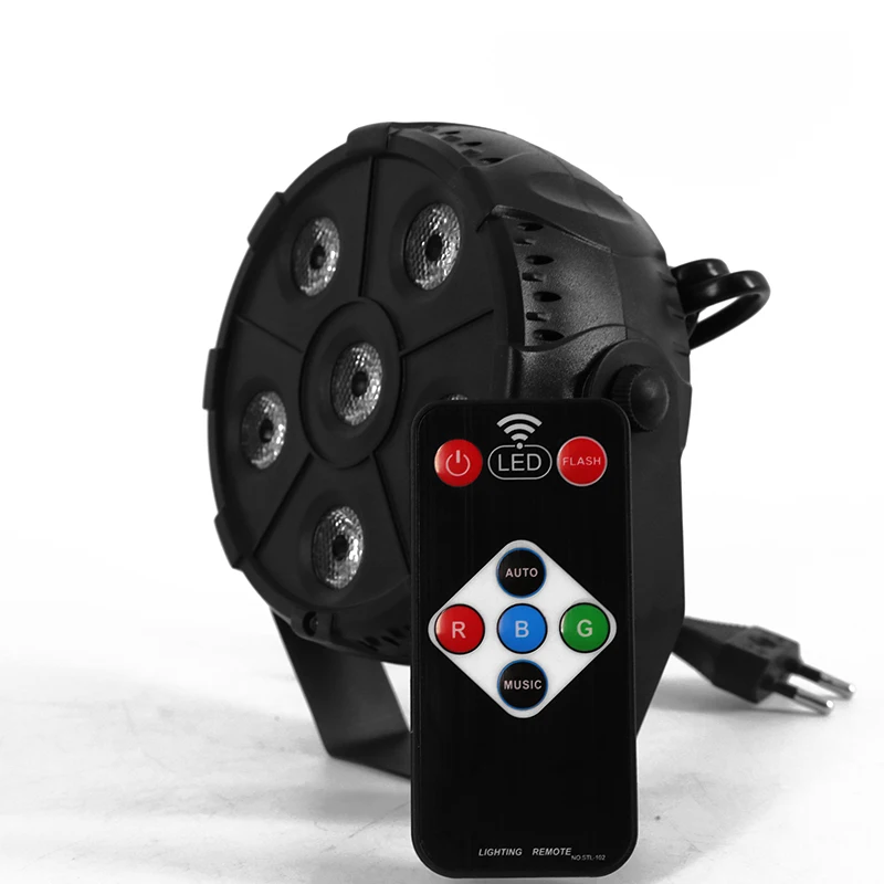 

Wireless Remote Control Mini LED Par 6x3W RGB 3in1 Lighting LED Flat DJ Equipment Controller Discos KTV Music Light