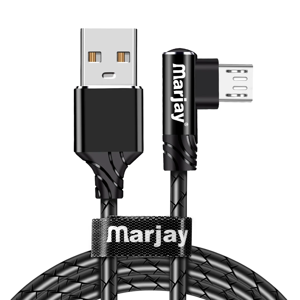 Marjay Micro USB кабель 90 градусов 2.4A Быстрая зарядка данных USB кабель для samsung S7 huawei Xiaomi LG Android Microusb телефонный шнур - Цвет: Синий