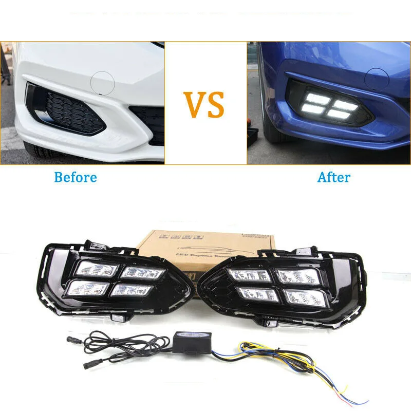 2Pcs LED DRL Daytime Running Lights Fog light Driving Bumper Fit For Honda Fit Jazz