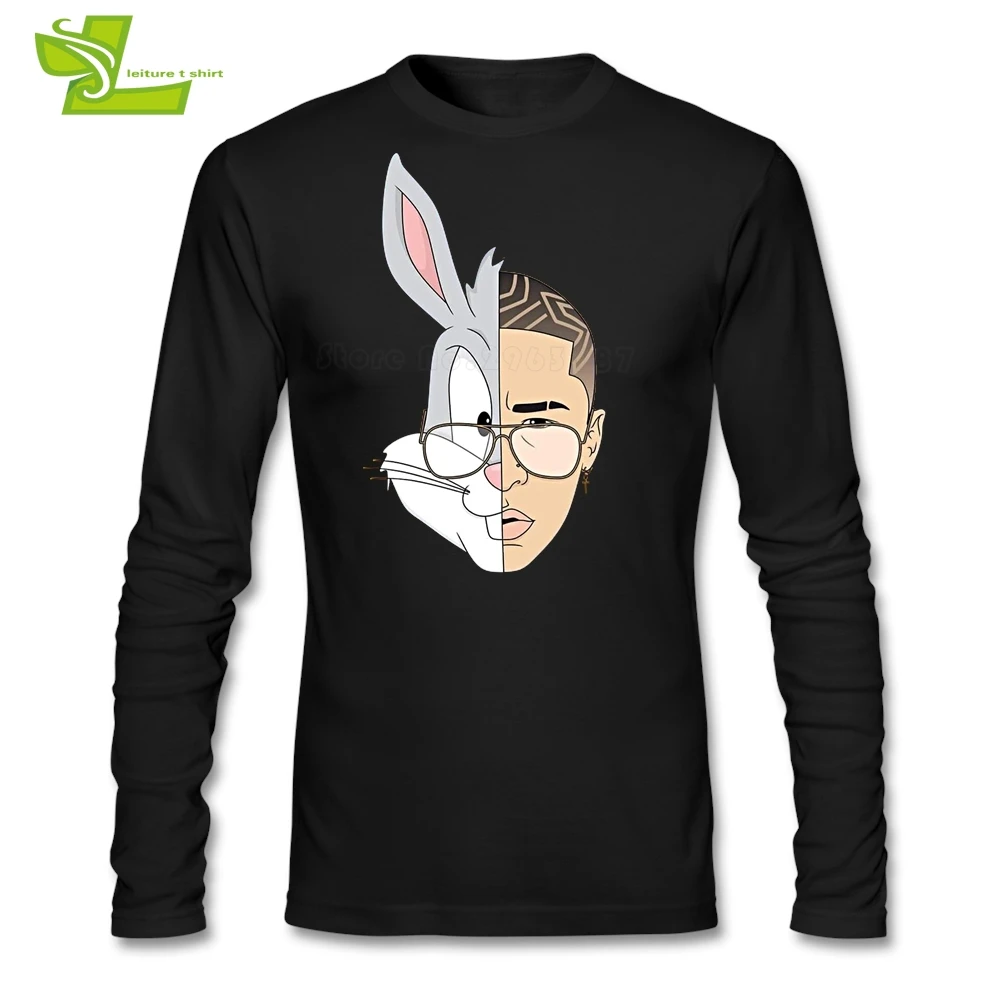 Bad Bunny футболка Мужские последние простые футболки модные упражнения удобные футболки мужские с длинным рукавом Круглый Вырез картина папа Тройник