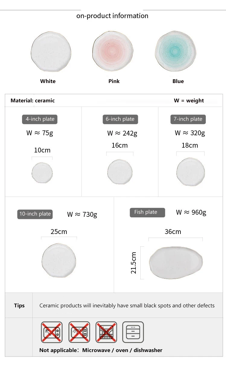 european style gold rim spot ceramic plate rice dish fish dish steak dish western dish dessert plate frankfurt-style