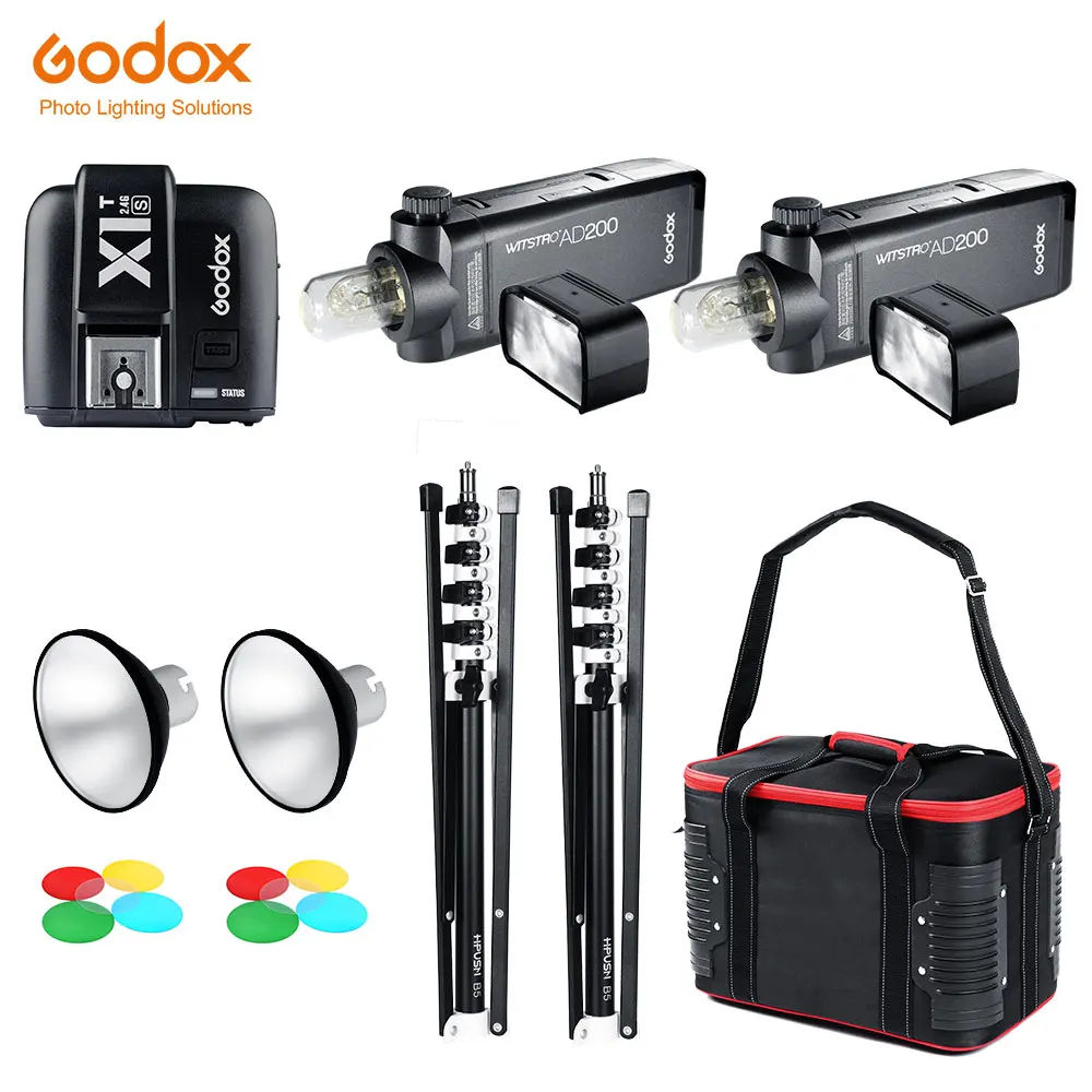 Godox 2x AD200 HSS TTL флэш Strobe со встроенным 2.4 г Беспроводной+ 2x Осветительные стойки+ 2x ad-M стандартный Отражатели+ сумка - Цвет: for Sony