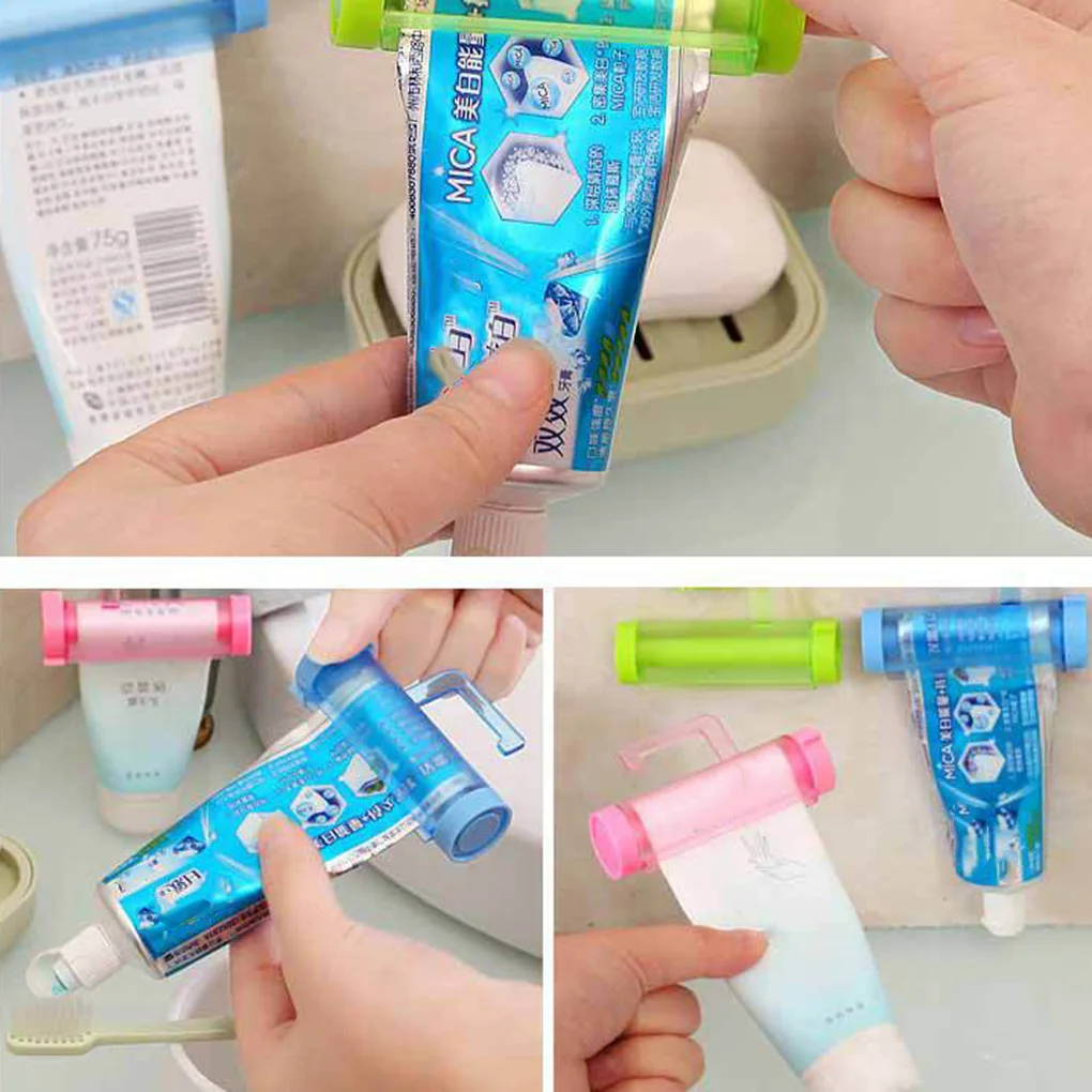 Multi-function Висячие пластиковые Rolling Tube ручная соковыжималка очищающее средство для лица Зубная паста диспенсер