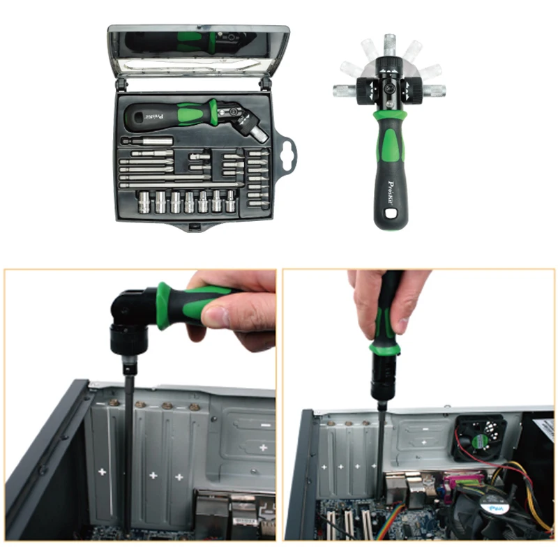 ProsKit SD-2314M 25 в 1 Реверсивный трещотка Магнитная отвертка W/биты и розетки набор отверток