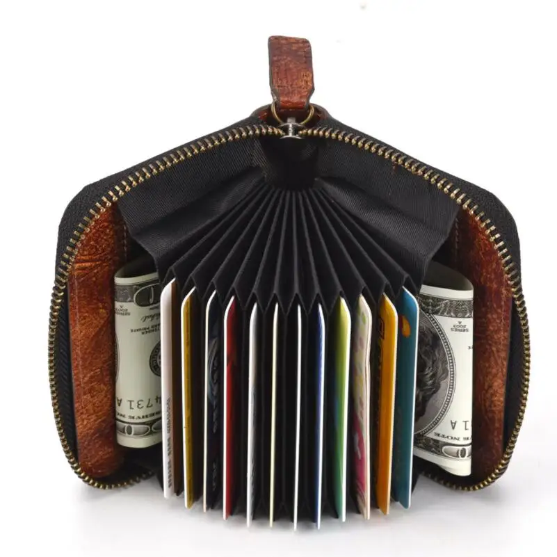 Genuine Leather Wallet Men Mini Multi Card Position Wallet Handmade Wallet Cowhide Card Holder Short Design Purse