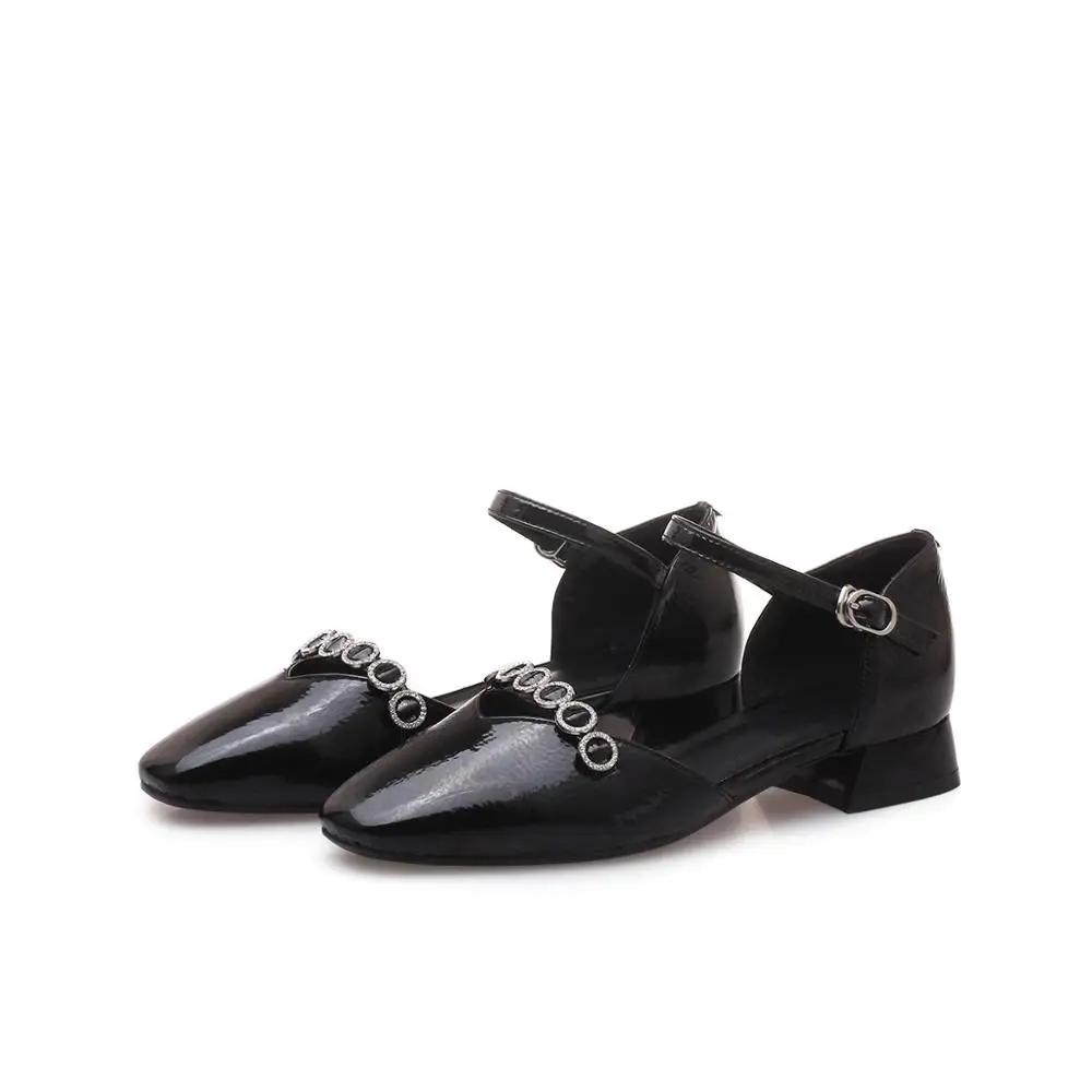 Black Kickway/Модная женская обувь с круглым носком; цвет черный, розовый; сезон весна-осень; удобная женская обувь из натуральной кожи на среднем квадратном каблуке; размеры 34-40 - Цвет: Black