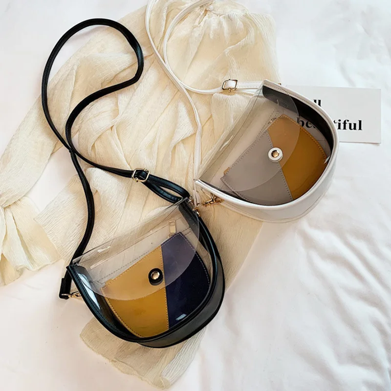 Женская водонепроницаемая прозрачная сумка на одно плечо стильная цветная для