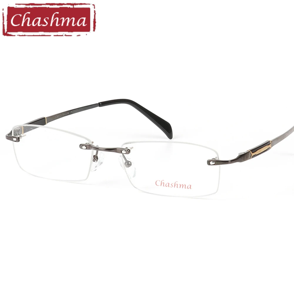 Бренд Chashma, высокое качество, мужские очки из чистого титана, ультра-светильник, очки без оправы, мужские оправы по рецепту, 54-18-140 - Цвет оправы: Gray
