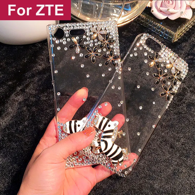 

Diamond Zebra Flower Rhinestone case cover For ZTE Nubia Z9 Z17 Z17S Z11 mini S Max N1 Axon 7 V8