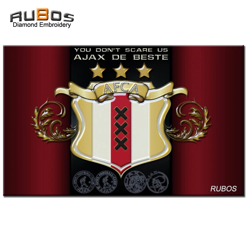 RUBOS AJAX Soccer DIY 5D Diamond Painting Netherland Team Badge Complete Square Or Round Diamond Embroidery Christmas Hobby Kids (18)