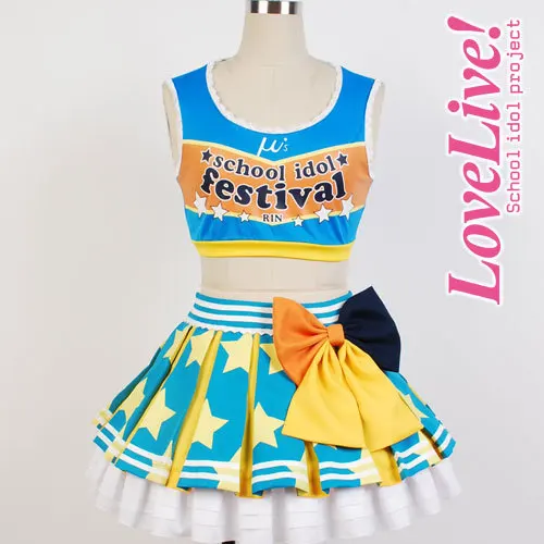 Люблю жить! Hoshizora Rin Болельщицы Для женщин cos аниме Маскарадный костюм Равномерное Костюм Бесплатная доставка
