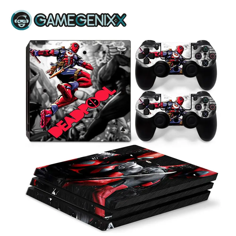 Защитная Наклейка на кожу GAMEGENIXX Съемная крышка для консоли PS4 Pro и 2 контроллера-DeadPool