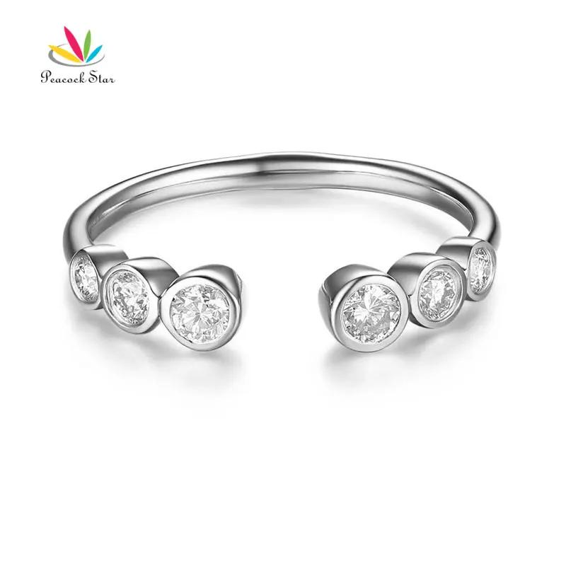 Павлин звезда SOLID 14 К White Gold Wedding Band Для женщин Ring 0.26 CT Diamond 585 Ювелирные украшения