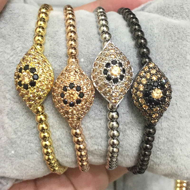 Бренд Evil Eye браслеты, микро Pave Шампань CZ украшение "око дьявола" бусины плетеные браслеты из макраме для мужчин и женщин ювелирные изделия подарки