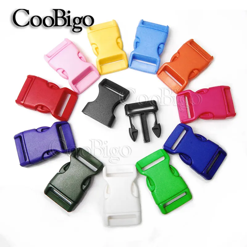 

50pcs pack 3/4'' Plastic Colorful Contoured Side Release Buckles Webbing Size 20mm Paracord Bracelets Bag Parts 13 Colors Pick