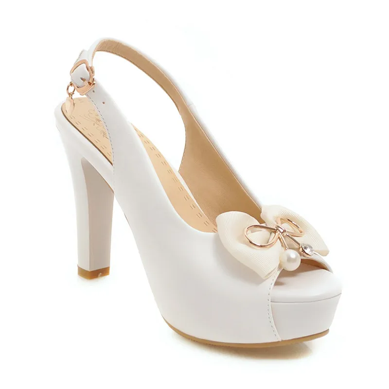 YMECHIC 2019 модные свадебные туфли с открытым носком и бантом на высоком каблуке для