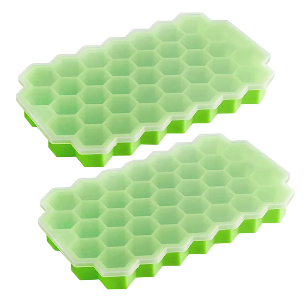 green 2PC honeycomb silicone ice tray making machine easy to release multiple grid chocolate mold ice grid mold silicone*D - Цвет: green
