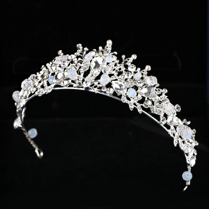 Элегантный Серебряная свадьба Crystal Crown Тиара аксессуары для волос Свадебные украшения ручной работы со стразами роскошные головной убор для женщин