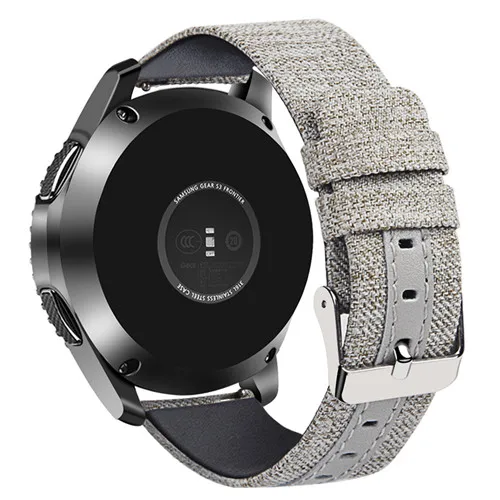 Хохлатый нейлон+ кожа gear s3 frontier ремешок для samsung Galaxy Watch 46 мм huawei часы gt ремешок 22 мм ремешок для часов холст ремень - Цвет ремешка: Light gray