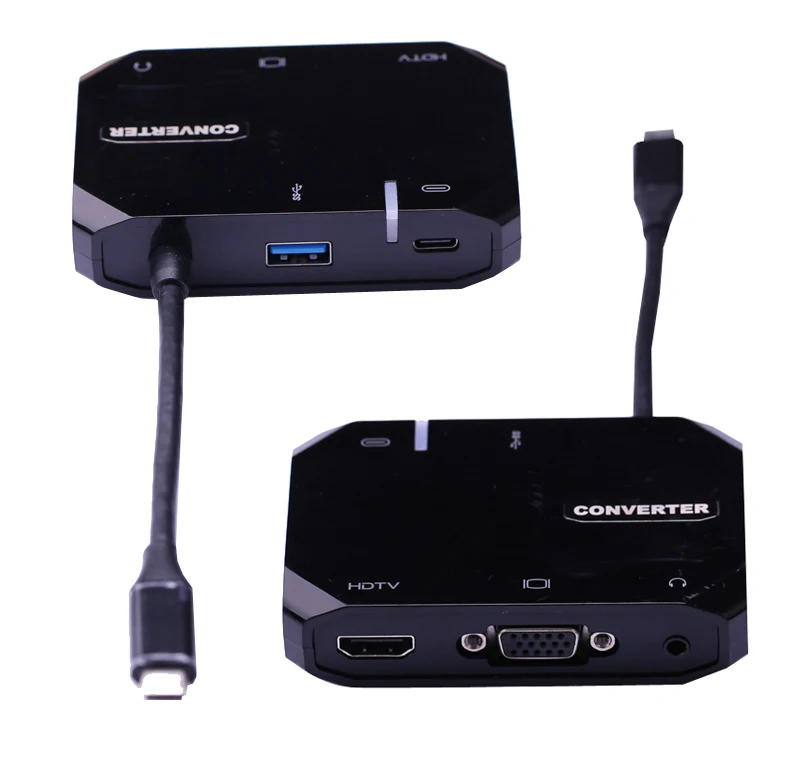 

4K Type C To HDMI VGA Audio Video Cable Adapter Converter USB 3.0 5in1 Hub for Macbook Pro for Huawei P30 Pro LG G5 Samsung S8