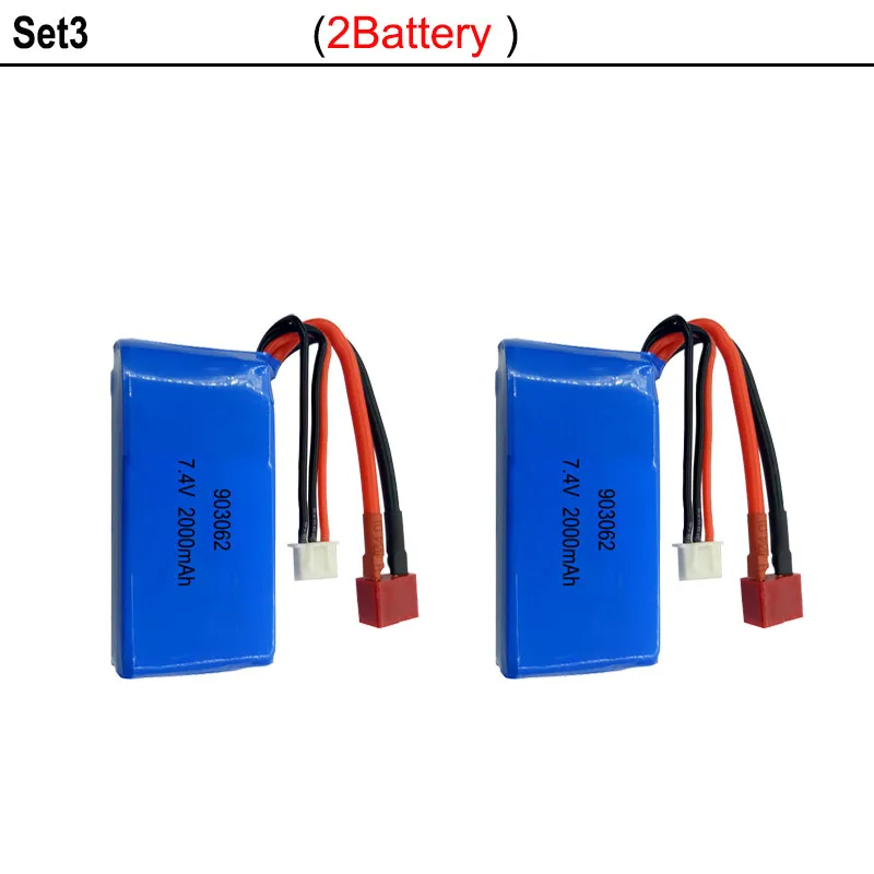 Высокое качество 7,4 в 2000 мАч 2S Lipo Батарея для WLtoys A959-B A969-B A979-B K929-B RC пустыни для грузовых автомобилей, обновление Запчасти Батарея - Цвет: Set3