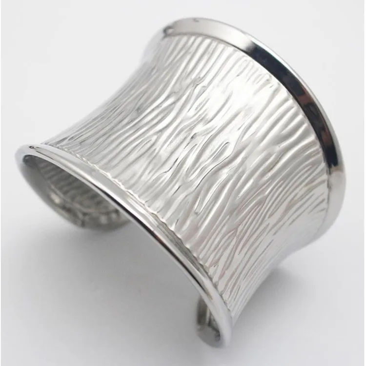 1 шт. широкий браслет из нержавеющей стали винтажный Серебристый на запястье|bangle