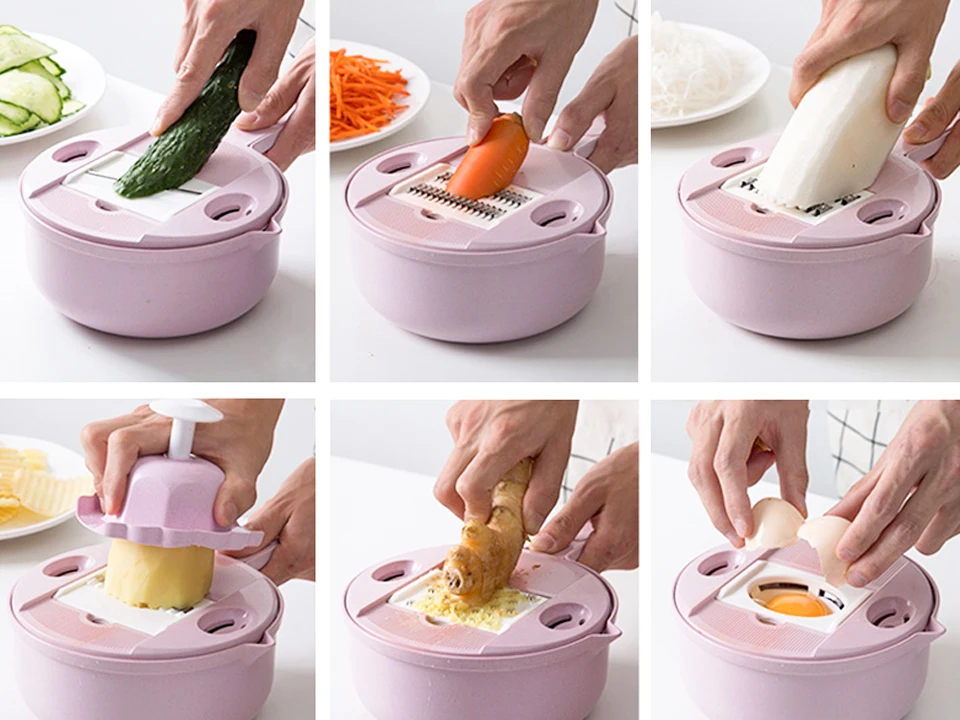 Slicer Vegetable Slicer Potato Peeler Carrot Onion Grater with Strainer Vegetable Cutter 8 in 1 Kitchen Accessories