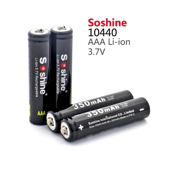 4 шт./лот Soshine 350 mAh 3,7 V 10440 литий-ионная аккумуляторная батарея AAA батареи с коробкой батареи