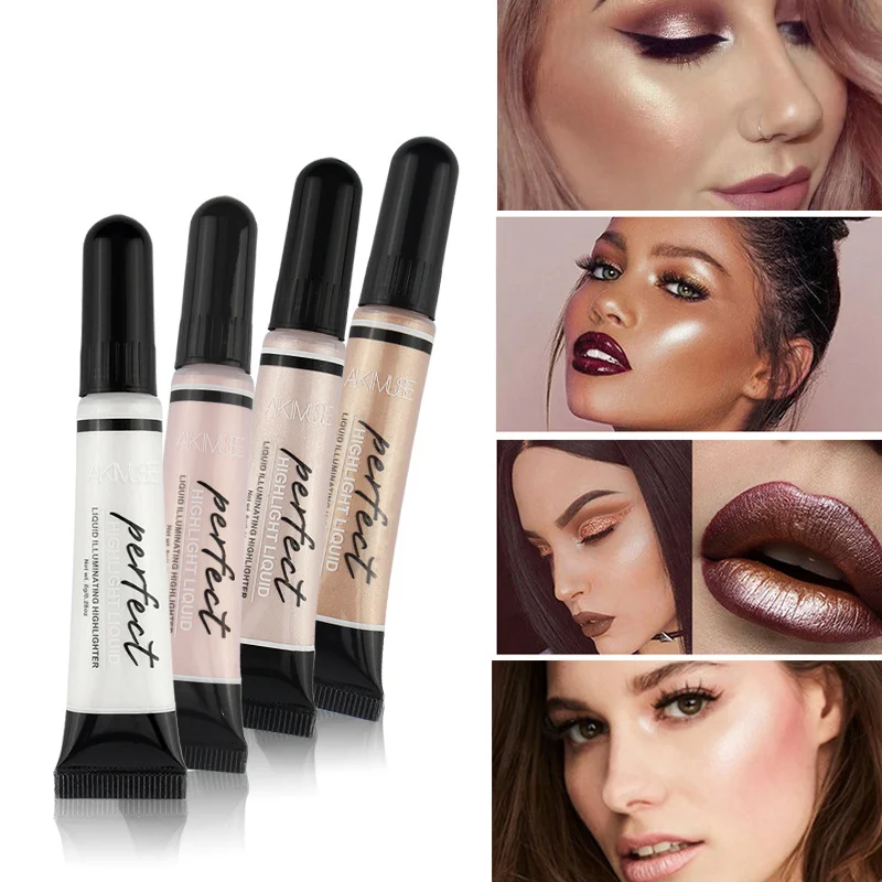 

4 Colors Facial Lip Highlight Liquid Cosmetics Long Lasting Face Brightening Face Liquid Foundation Moisturizing Concealer TSLM2