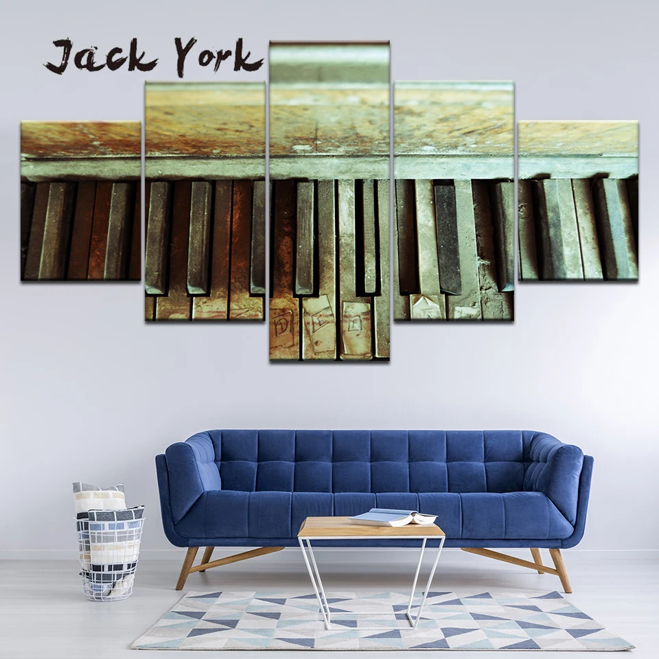 Картина на холсте ветхое Ретро пианино 5 шт. настенная живопись модульные обои