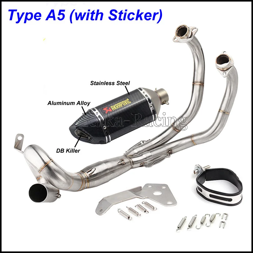 MT 07 FZ 07 Full System Akrapovic Motorcycle Muffler Exhaust PIPE For Yamaha MT-07 FZ-07 MT07 FZ07 - Цвет: Type A5 (sticker)